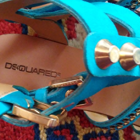 D2 DSQUARED2 Turquoise Suede Studded Gladiator Sandals size 36 - Picture 3 of 8